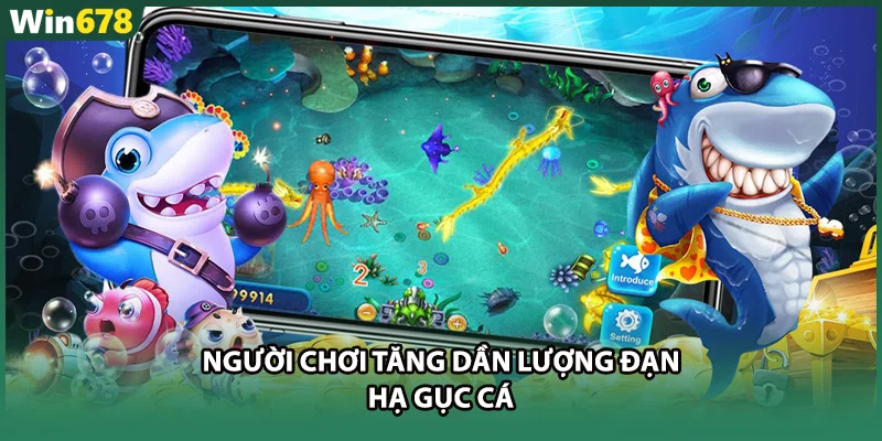 Người chơi tăng dần lượng đạn hạ gục cá
